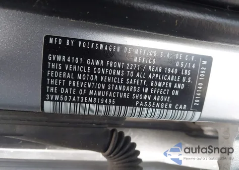2014 Volkswagen Beetle from USA, damaged, VIN 3VW507AT3EM819495